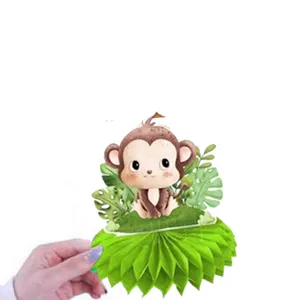 2024 Baptism Animal Honeycomb Centerpiece Toppers Table Party Decoration Paper Honeycomb For Baby Shower