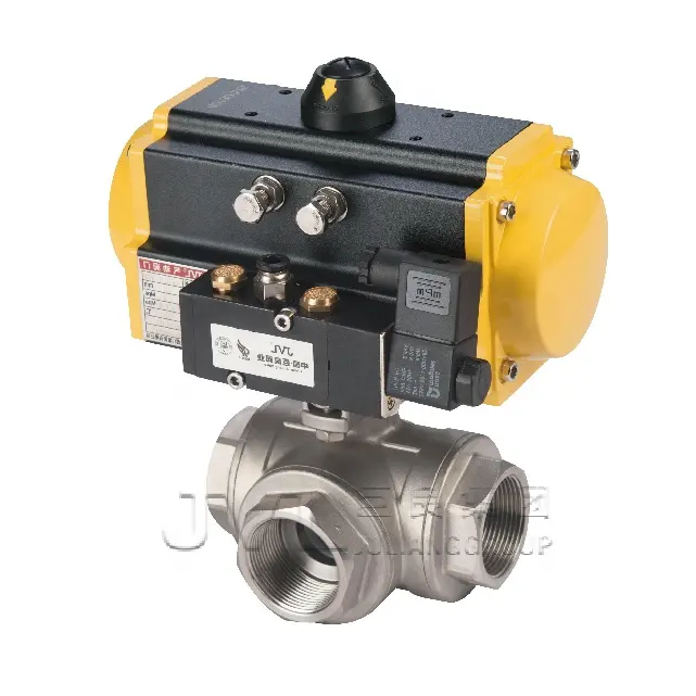 CE Gas   liquid 4 inch flange pneumatic three-way ball valve