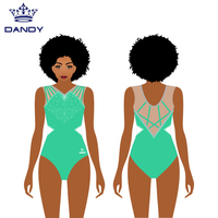 Justaucorps de danse personnalisé Dandy de haute qualité brillant Justaucorps de gymnastique noir pour fille sexy
