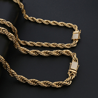 Collier en chaîne torsadée OMKAIMING, chaîne en acier inoxydable, chaîne en corde, zircon, 10 mm, plaqué or 18 carats, personnalisable, ensemble de chaînes de votre taille