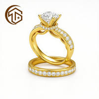 Parures de mariage personnalisées de haute qualité pour couple, en or massif 18 carats et argent 925, avec diamant de laboratoire 1 carat et moissanite, fabrication OEM