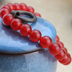 <b>Red</b> Carnelian Beaded <b>Bracelet</b> 8mm Round Balls Women's Jewelry Gift For Birth Year Sign - Product Image 4