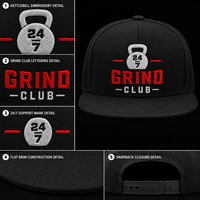 Gorra Snapback de Lote Pequeño con Visera Plana y Costura Kettlebell, Estilo Urbano para Vendedores de Moda Deportiva con Etiqueta Personalizada