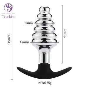 Tapón Anal de Metal en espiral, producto sexual Anal para adultos, estimulación de expansión del <span class=keywords><strong>ano</strong></span> con diseño de ventosa, tapón Anal con cuentas - Product Image 2