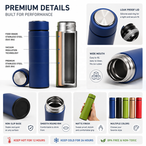 500ml Stainless Steel <strong>Luxury</strong> Vacuum Insulated Thermos Cup Double Walled Travel Thermo Coffee Mug <strong>Water</strong> <strong>Bottle</strong> With Custom Logo - Product Image 5
