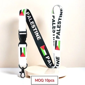 Factory Wholesale Custom Logo Keychain Lanyard Palestine Flag Polyester Lanyard with Different Countries for Promotional Use