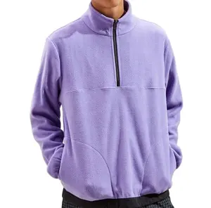 Sudadera polar para hombre, ropa de invierno, sudaderas suaves moradas con cremallera, moda urbana, 1/4