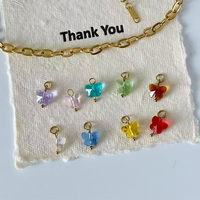 Style vintage bricolage cristal verre poisson papillon coquille mauvais œil bijoux breloques 18K plaqué or en acier inoxydable pour la fabrication de bijoux