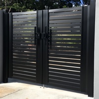 Portail de clôture d'intimité noir et gris pour jardin, pâturage, ferme, ranch, panneau mural extérieur en aluminium de 1,2 m, décoré, avec quincaillerie de porte