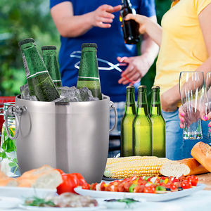 Commercio all'ingrosso 3 litri in acciaio inox secchiello per il ghiaccio W/ 2 maniglie commerciale Bar refrigeratore per Champagne <span class=keywords><strong>vino</strong></span> birra cubetti di ghiaccio snack - Product Image 5