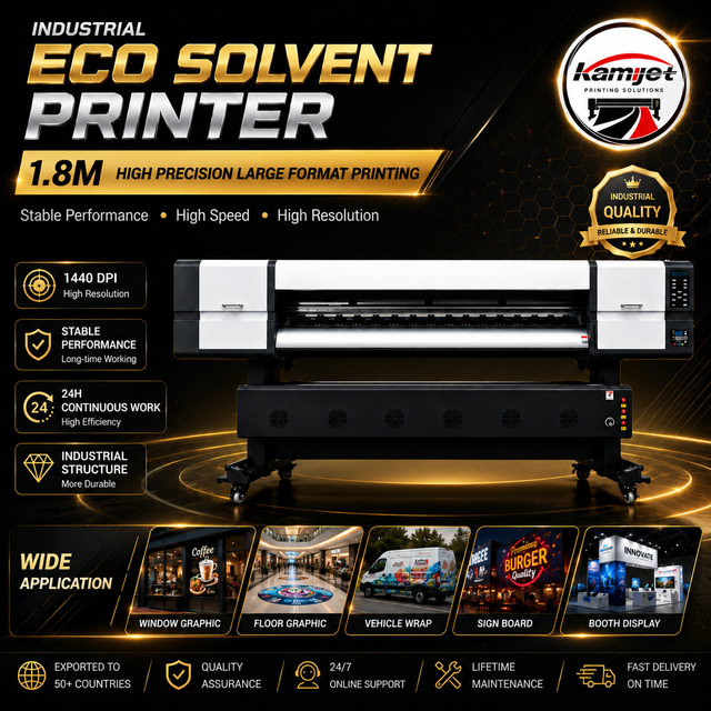Hot Sales 1.8m Large Format Eco Solvent Printer XP600 I1600 I3200 Printhead Inkjet Printer Banner Sticker Printing Machine