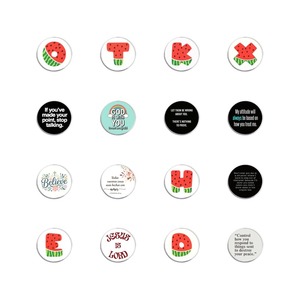 Broche ronde en alliage de zinc à motif imprimé avec dictons variés et simples, design mixte, pour tenue quotidienne et sac à dos - Product Image 6