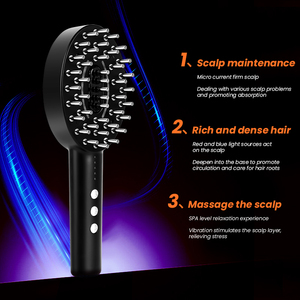 Electric Battery-Powered Portable EMS Scalp Massager Comb with Microcurrent <b>Vibration</b> Technology Stainless Steel for Hair Growth - Product Image 3