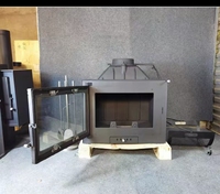 Cheminée encastrée moderne en fonte, design contemporain, noir mat, pour intérieur, à bois, décorative, pour hôtel - Vente chaude