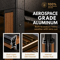 Pergola modulaire motorisée en aluminium 3x3m à panneaux orientables, pare-vue à trois panneaux pour balcon et espace événementiel