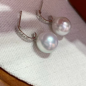 Pendientes de Perlas Blancas Nanyang de Agua Salada, Platino PT950 con Incrustaciones de Diamantes, Joyería Premium de Alta Gama, Regalos para Mujer, Venta al Por Mayor - Product Image 3