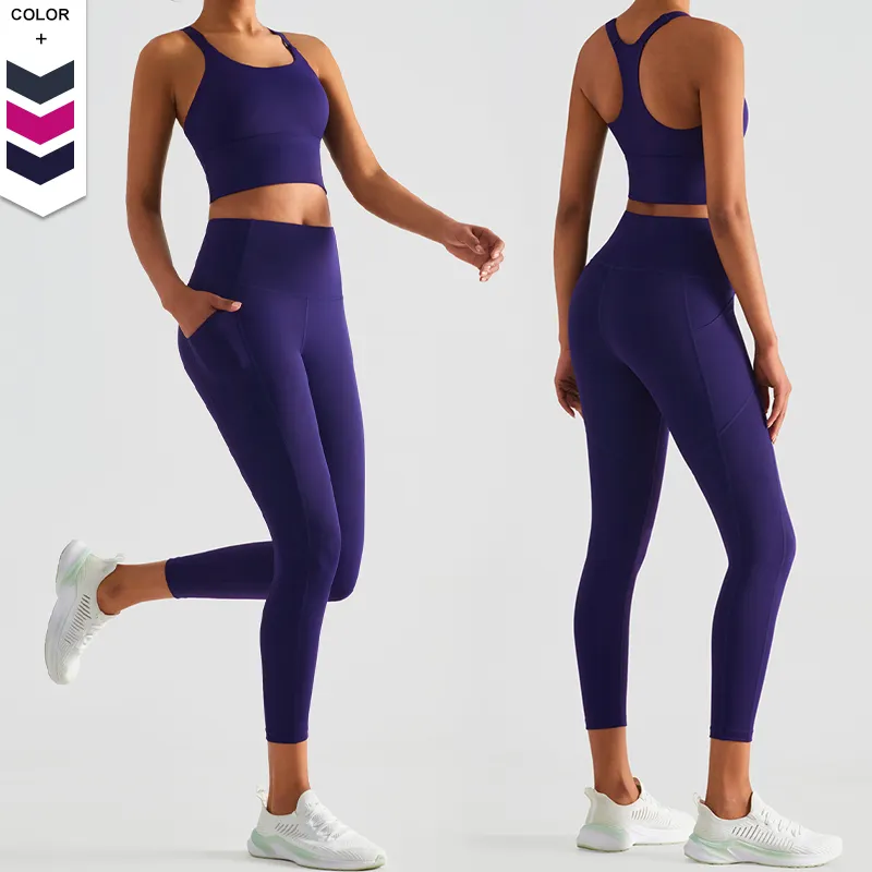 Womens Sportswear Gym Fitness Sets Ropa deportiva Tummy Control High Waist Fitness Leggings Workout Wear Seamless Yoga Set