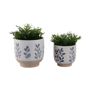 Vasi per piante dipinti a mano con foglie, di piccole e medie dimensioni, per interni ed esterni, decorazioni per la casa, vasi per fiori, eleganti contenitori per piante in ceramica - Product Image 2