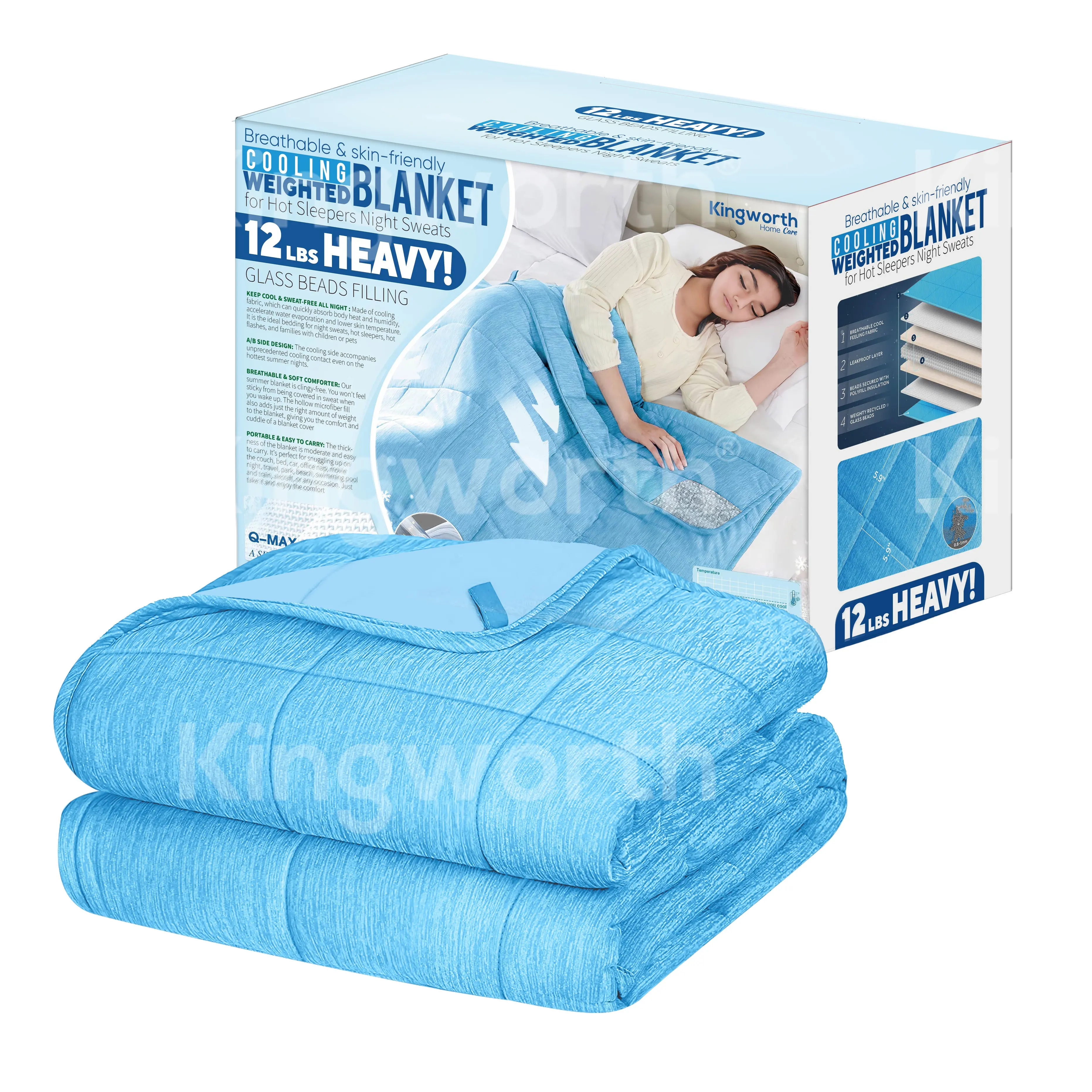 Kingworth kustom 12Lbs selimut berat lembut tidur pendingin tertimbang untuk anak-anak dan dewasa