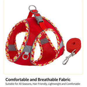 卸売 高品質 子犬用 脱走防止 快適メッシュ 反射素材 カスタム ノープル 調整可能 ペット 犬 猫 ハーネス リードセット - Product Image 6