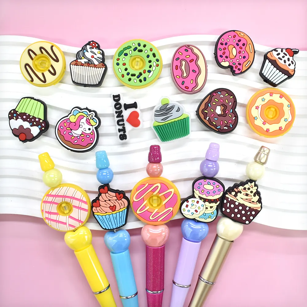 Silicone Beads To Make Pens Diy Pvc Pen Charms Plastic Pvc Beads Rubber Silicone Stationery Pvc Plastic Beads For Pen