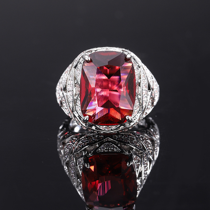 taille ouverte Bague en verre rouge taille ouverte