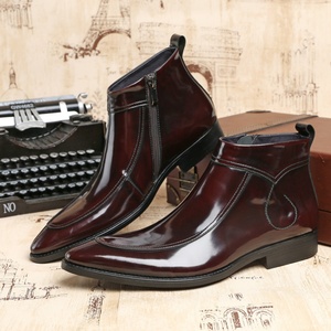 Men's Trendy Black Leather Men's Outdoor Walking <b>Boots</b> Daily Casual Party Leather <b>Boots</b> - Product Image 4