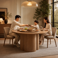 Ensemble de table à manger familiale de luxe, table ronde en bois massif, 6-8 places, pour salle à manger haut de gamme
