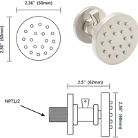 Système de douche thermostatique encastré en laiton brossé, pommeau de douche pluie rond, 6 jets latéraux, mitigeur mural