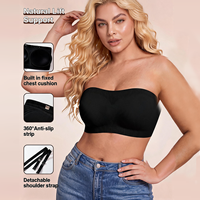 Soutien-gorge bandeau sans couture pour femme, avec bretelles amovibles en silicone antidérapantes, dos nageur, couvrance totale, style tube top