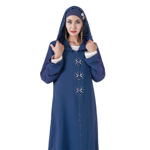Abaya de Dubai de alta calidad y lujo con cristales de Swarovski en la parte delantera, de color puro, de suave tela de poliéste - Product Image 6