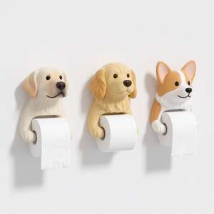 Wall Mounted <span class=keywords><strong>Dog</strong></span> Toilet Paper Holder - Cheeky Resina Canine Design com fácil substituição do rolo - Product Image 1