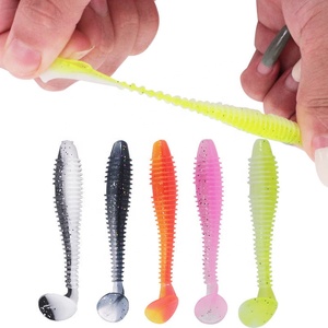 10 unids/bolsa de hilo de cola en T cebo suave cebo ficticio invertido captura de pez perca mandarín etiquetado Texas hundimiento lento pequeño gusano suave - Product Image 5