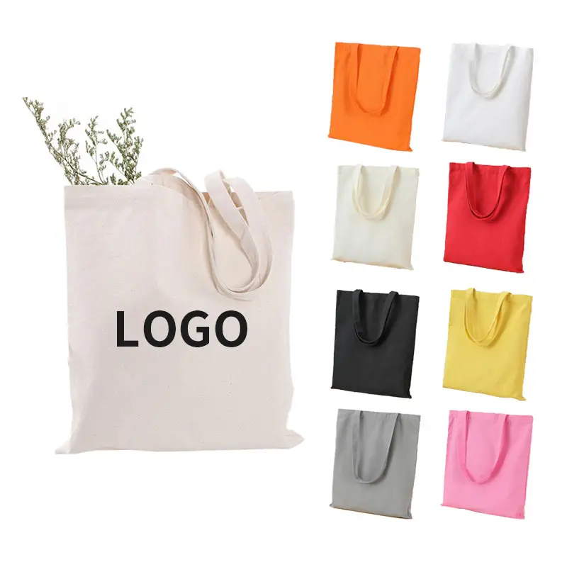 Bán buôn bolsa de Lona trống đồng bằng tùy chỉnh in logo mua sắm tái chế bông vải Tote Túi