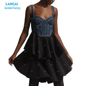 Robe pour femme en tissu denim à bandoulière personnalisée Robe pour femme cintrée - Product Image 4