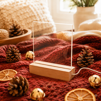Vente en gros de panneaux d'affichage en acrylique effaçables DIY, lampe de nuit LED USB, lampe en bois de hêtre, décoration d'intérieur, cadeau personnalisé OEM