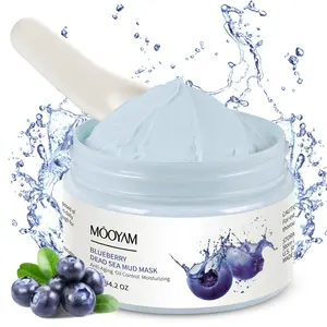 Mooyam-mascarilla Facial de arcilla para hombre y mujer, máscara Facial de arcilla azul orgánica brillante para la piel del Mar Muerto, con diseño Mineral de arándano