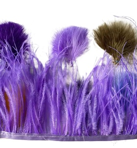Teint violet économique 1ply décoratif dentelle plumes d'autruche <span class=keywords><strong>noir</strong></span> plume franges frange garniture <span class=keywords><strong>pour</strong></span> vêtement robe vêtements couture - Product Image 1