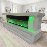 Meuble TV contemporain fonctionnel pour le salon avec haut-parleur Bluetooth Foyer de rangement à miroir facile à nettoyer