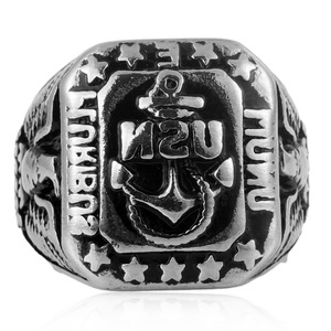 yunnique Men's <b>Titanium</b> Steel Anchor <b>Ring</b> Geometric Design Steel Color Gift Jewelry - Product Image 4