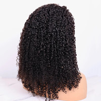 Vente en gros 3/4 perruque demi-tête avec clip sans couture de qualité cheveux Remy crépus bouclés 200% de densité Aucune colle requise