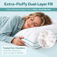 Oreiller de lit imperméable, rafraîchissant, respirant, doux, moelleux, en coton, alternative au duvet, rembourrage touffeté, lavable en machine