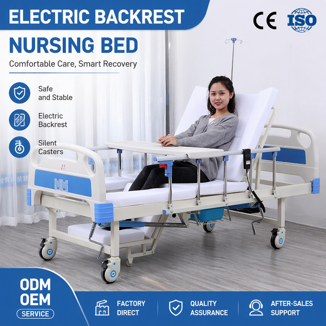 Multi-Functional Electric & Manual Hospital Nursing Bed with Toilet & Potty Hole & Commode for Home Care Medical & Hospital Use