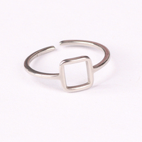 Bague en acier inoxydable, simple, de forme ronde et carrée, réglable, design unique, accessoires de mode