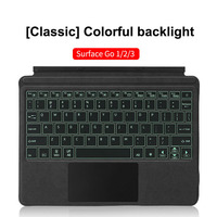 Clavier portable fin rechargeable avec rétroéclairage 7 couleurs, Bluetooth 5.2, pour Surface Pro avec pavé tactile et support pour stylet