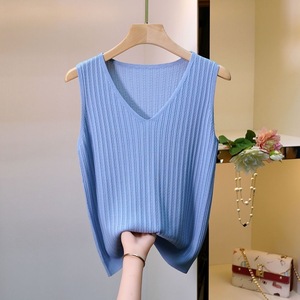 Summer Loose Fitting Sleeveless Knitted <b>Vest</b> 2026 New <b>Top</b> Ice <b>Silk</b> Camisole Versatile V-Neck - Product Image 4
