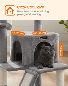<span class=keywords><strong>Feandrea</strong></span> Arbre à chat multi-niveaux de 37,8 pouces avec condo, perchoir élargi, poteaux à gratter et rampe, hamac et grotte à 2 portes - Product Image 4