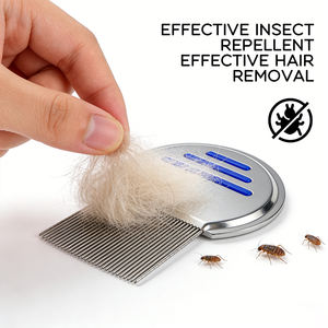 Peigne anti-<span class=keywords><strong>poux</strong></span> et anti-puces en acier inoxydable durable, portable, facile à utiliser, simple pour chats et chiens - Product Image 3