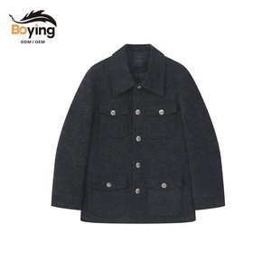 Veste en laine mélangée pour homme - <span class=keywords><strong>Manteau</strong></span> décontracté gris foncé style safari avec plusieurs poches pour les trajets quotidiens et les tenues professionnelles d'<span class=keywords><strong>hiver</strong></span> - Product Image 1