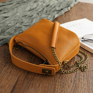 genuine leather handbag for women soft vegetable-tanned leather small bag retro chain <b>strap</b> <b>shoulder</b> bag - Product Image 5